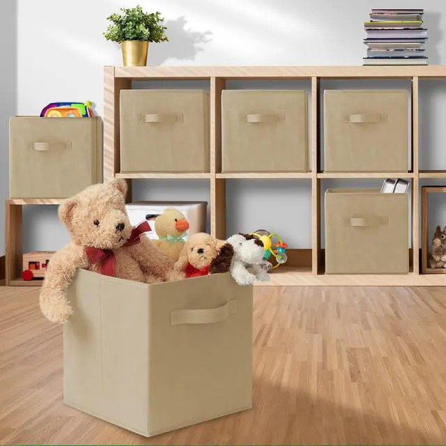 Alt view image 5 of 6 - Casafield Set of 6 Collapsible Fabric Cube Storage Bins, Sandy Beige - 11" Foldable Cloth Baskets for Shelves, Cubby Organizers & More