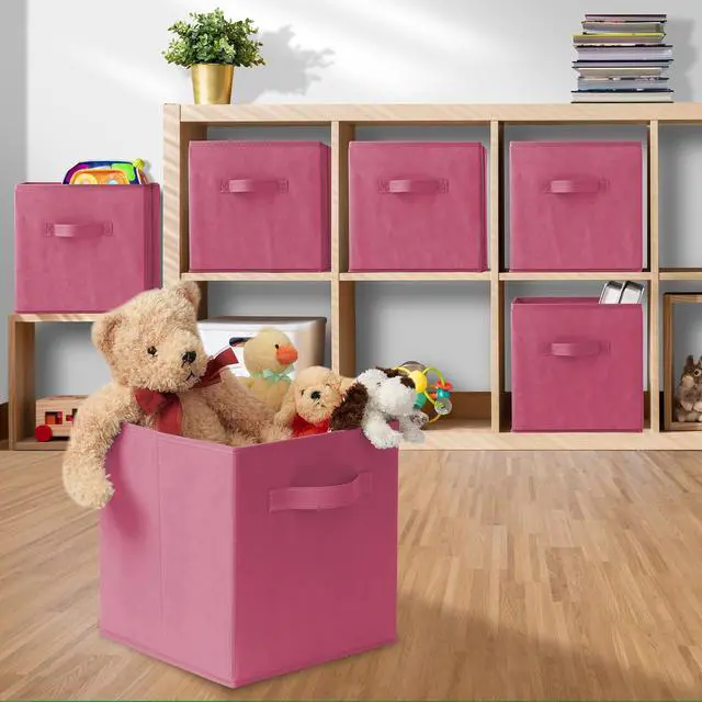 Alt view image 5 of 6 - Casafield Set of 6 Collapsible Fabric Cube Storage Bins, Hot Pink - 11" Foldable Cloth Baskets for Shelves, Cubby Organizers & More
