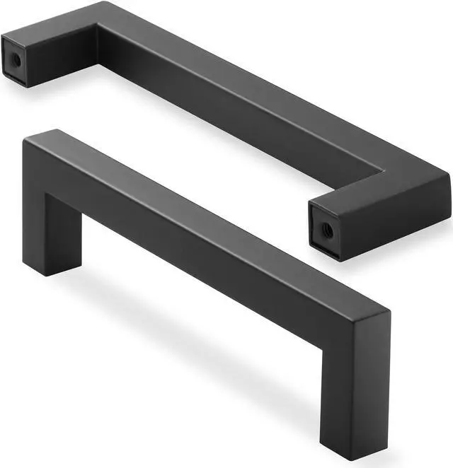 Alt view image 2 of 6 - Cauldham 25 Pack Kitchen Cabinet Square Pulls Handles (5" Hole Centers) -  Drawer/Door Hardware - Style M274 - Matte Black