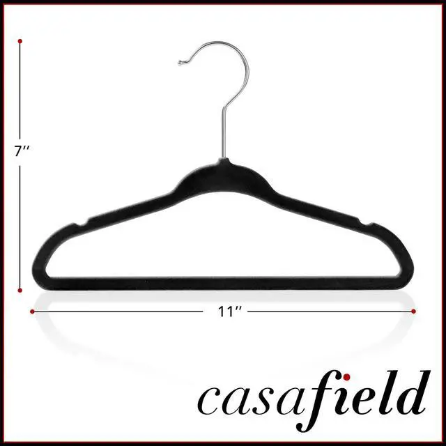 Alt view image 5 of 6 - Casafield 50 Velvet Baby Hangers - 11" Size for Infant & Toddler Clothes - Black