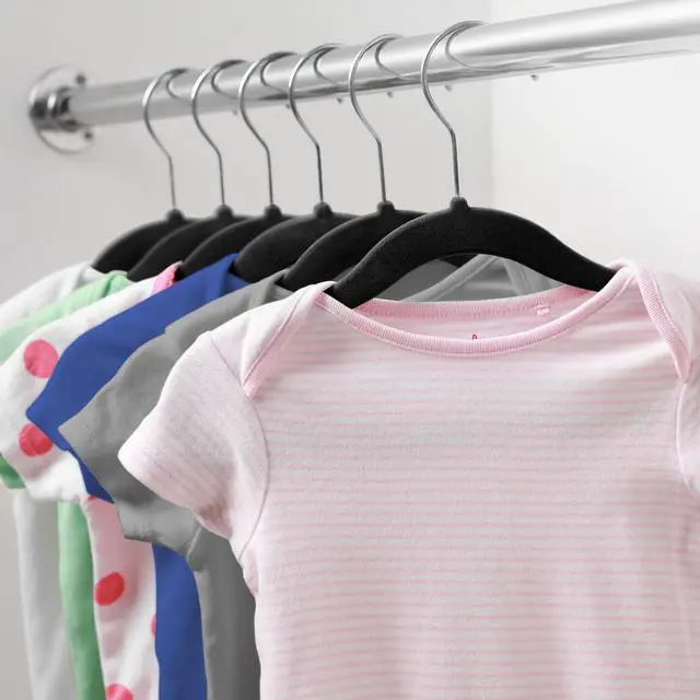 Alt view image 6 of 6 - Casafield 100 Velvet Baby Hangers - 11" Size for Infant & Toddler Clothes - Black