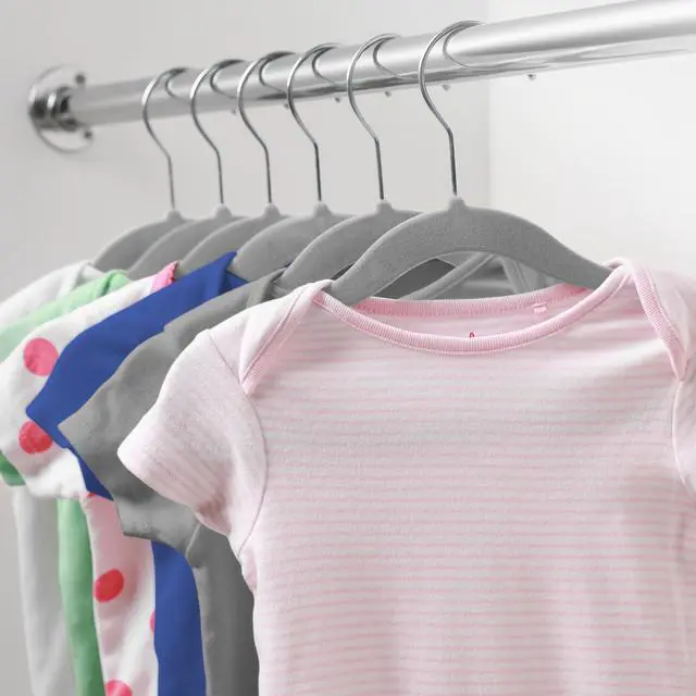 Alt view image 6 of 6 - Casafield 100 Velvet Baby Hangers - 11" Size for Infant & Toddler Clothes - Gray