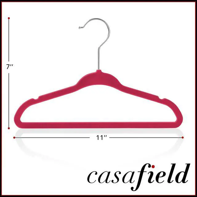 Alt view image 5 of 6 - Casafield 50 Velvet Baby Hangers - 11" Size for Infant & Toddler Clothes - Pink