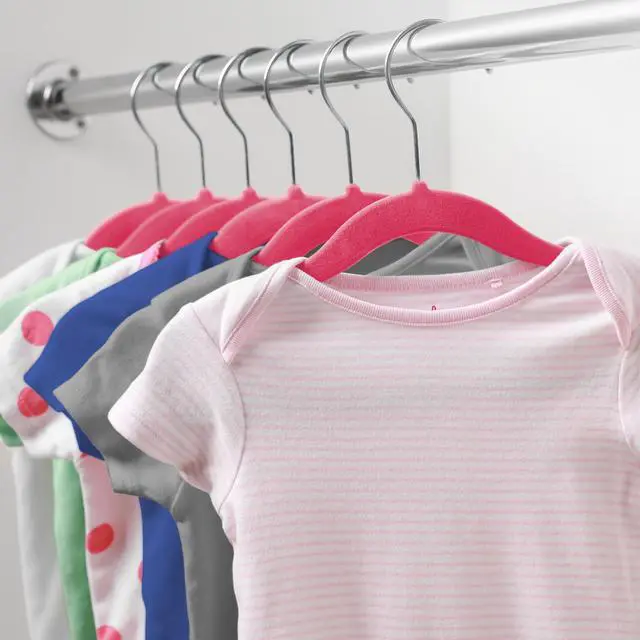 Alt view image 6 of 6 - Casafield 50 Velvet Baby Hangers - 11" Size for Infant & Toddler Clothes - Pink