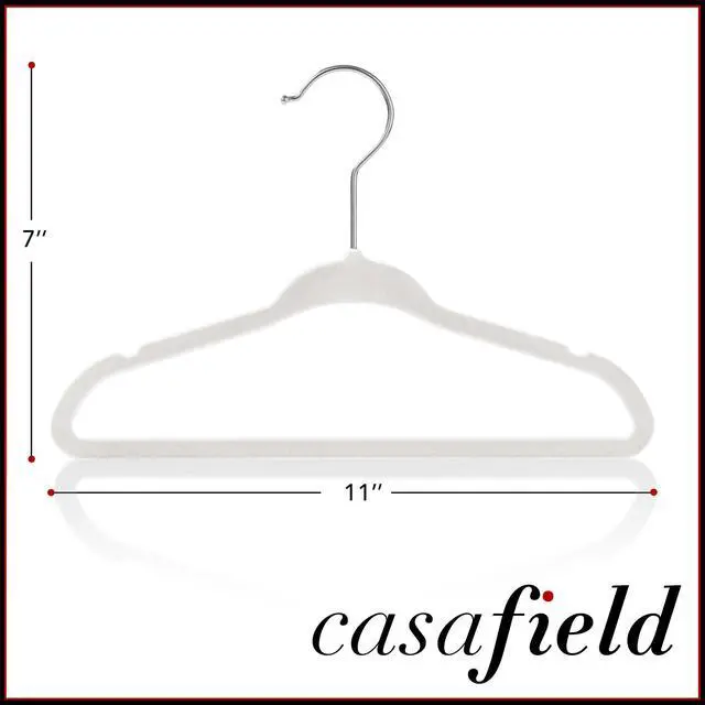 Alt view image 5 of 6 - Casafield 50 Velvet Baby Hangers - 11" Size for Infant & Toddler Clothes - Ivory