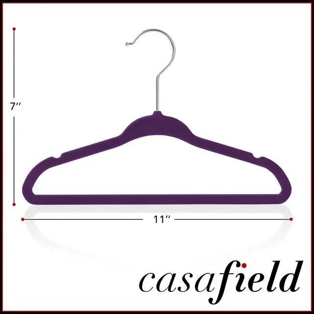 Alt view image 5 of 6 - Casafield 50 Velvet Baby Hangers - 11" Size for Infant & Toddler Clothes - Purple