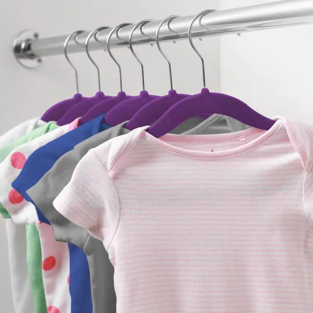 Alt view image 6 of 6 - Casafield 50 Velvet Baby Hangers - 11" Size for Infant & Toddler Clothes - Purple