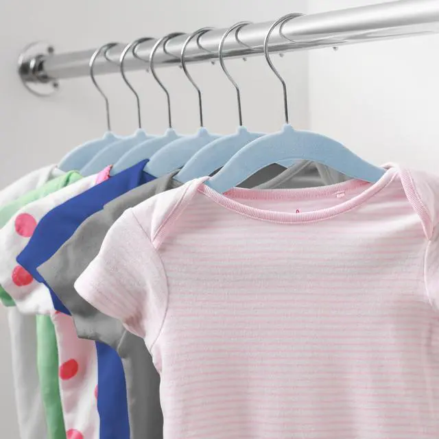 Alt view image 6 of 6 - Casafield 50 Velvet Baby Hangers - 11" Size for Infant & Toddler Clothes - Light Blue