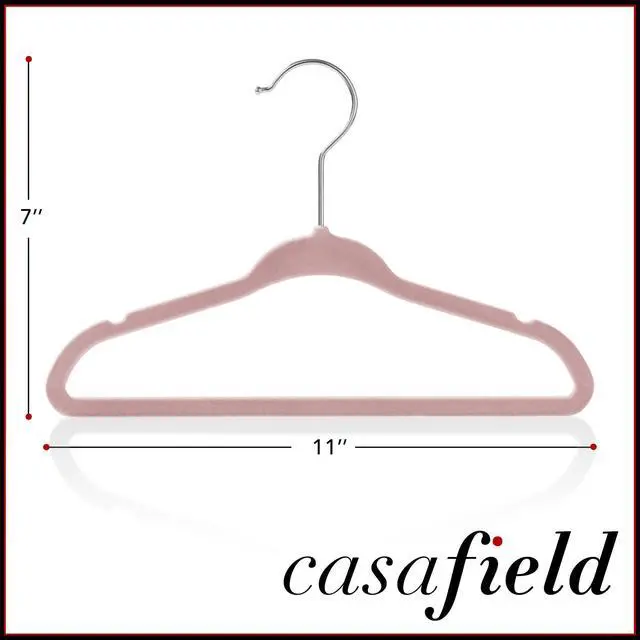 Alt view image 5 of 6 - Casafield 50 Velvet Baby Hangers - 11" Size for Infant & Toddler Clothes - Light Pink