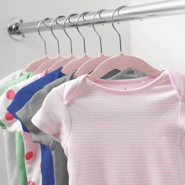Alt view image 6 of 6 - Casafield 50 Velvet Baby Hangers - 11" Size for Infant & Toddler Clothes - Light Pink