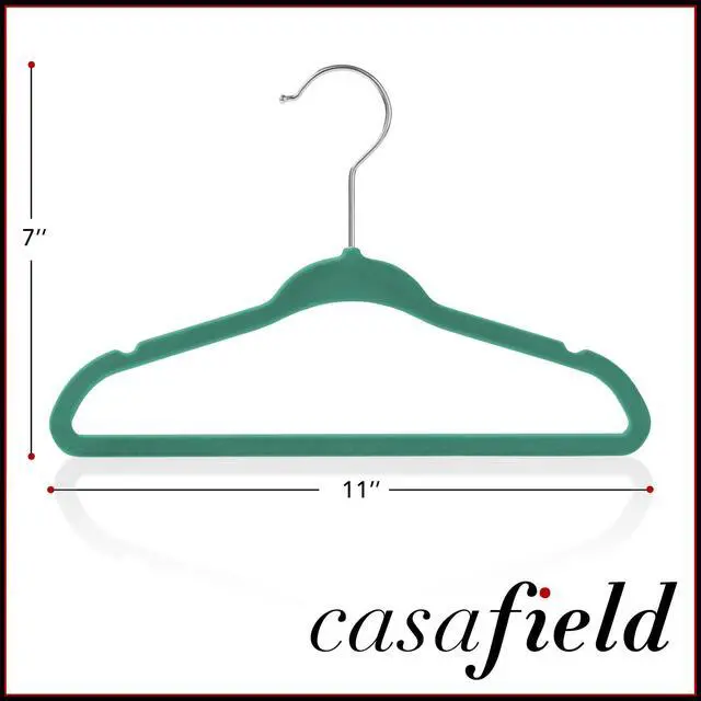 Alt view image 5 of 6 - Casafield 50 Velvet Baby Hangers - 11" Size for Infant & Toddler Clothes - Teal