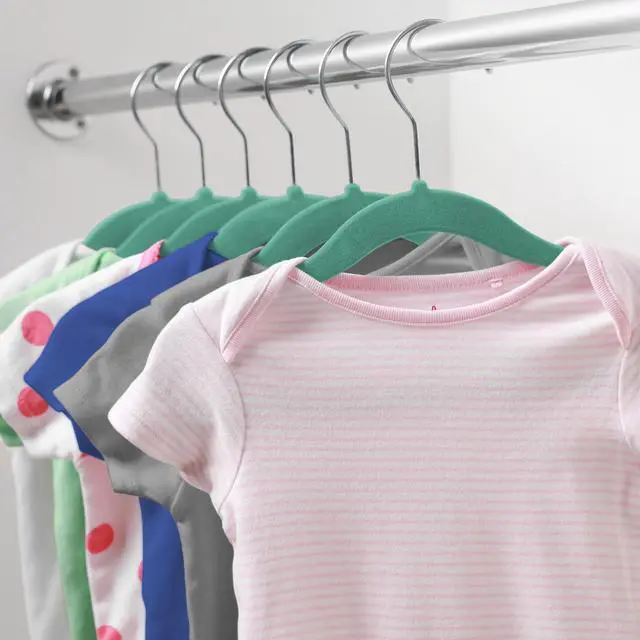 Alt view image 6 of 6 - Casafield 50 Velvet Baby Hangers - 11" Size for Infant & Toddler Clothes - Teal