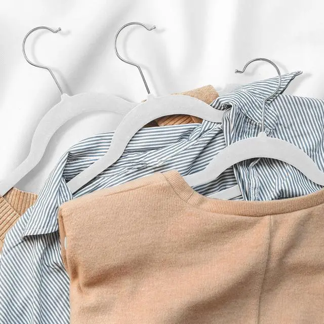 Alt view image 6 of 6 - Casafield 50 Velvet Kid's Hangers - 14" Size for Children's Clothes - Ivory