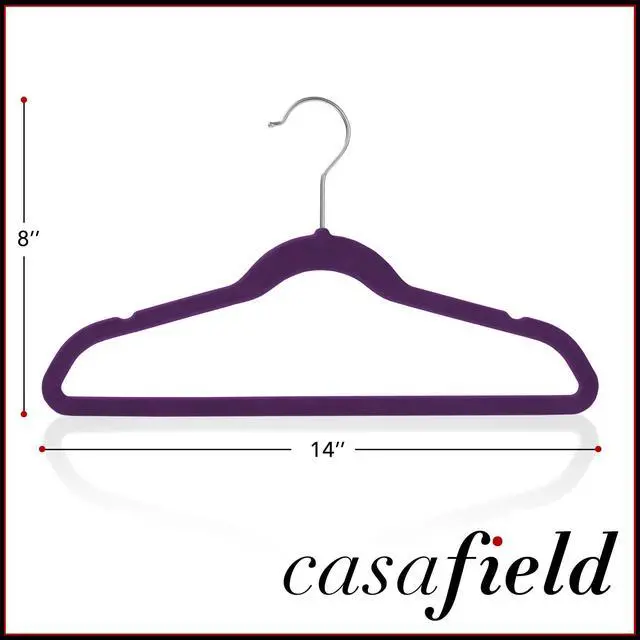 Alt view image 5 of 6 - Casafield 50 Velvet Kid's Hangers - 14" Size for Children's Clothes - Purple