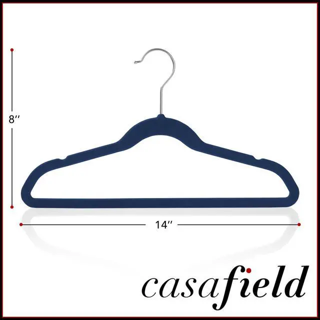 Alt view image 5 of 6 - Casafield 50 Velvet Kid's Hangers - 14" Size for Children's Clothes - Royal Blue