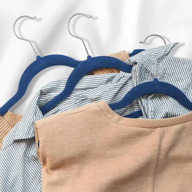 Alt view image 6 of 6 - Casafield 50 Velvet Kid's Hangers - 14" Size for Children's Clothes - Royal Blue