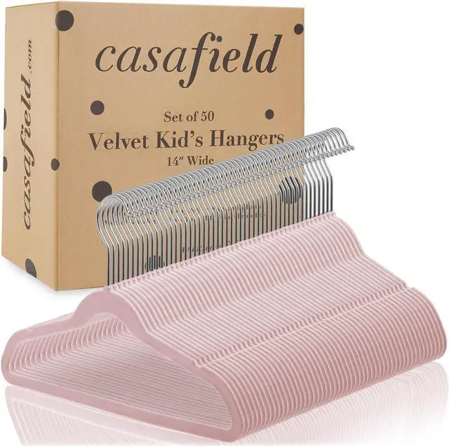 Alt view image 4 of 6 - Casafield 50 Velvet Kid's Hangers - 14" Size for Children's Clothes - Light Pink