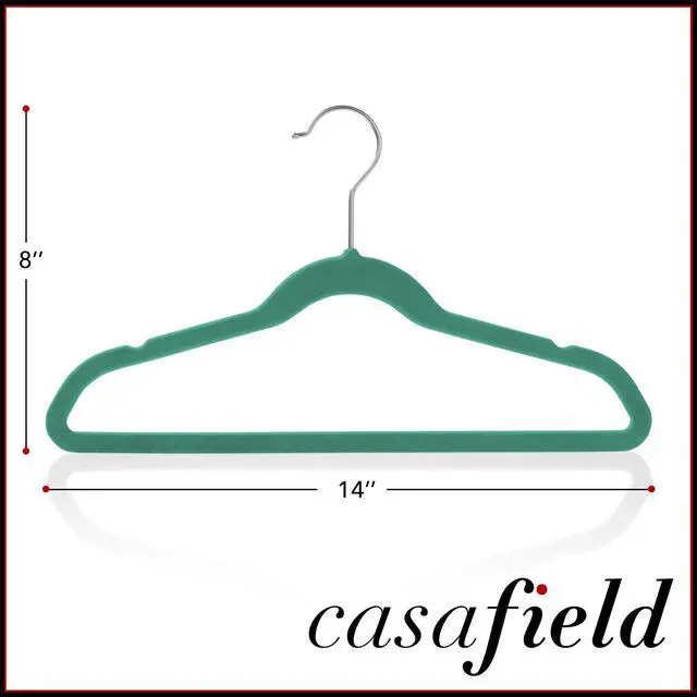 Alt view image 5 of 6 - Casafield 50 Velvet Kid's Hangers - 14" Size for Children's Clothes - Teal
