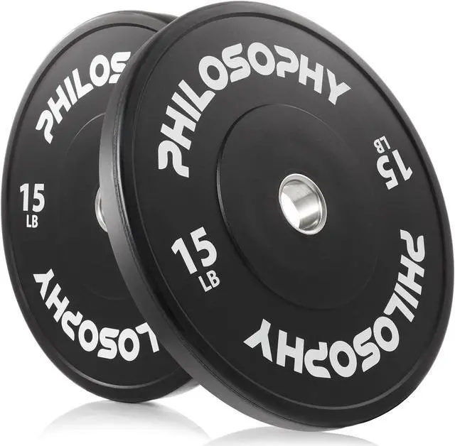 Main image of Philosophy Gym Olympic 2-Inch Rubber Bumper Plate - 15 LB, Black, Set of 2 Plates