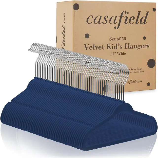 Alt view image 4 of 6 - Casafield 50 Velvet Baby Hangers - 11" Size for Infant & Toddler Clothes - Royal Blue