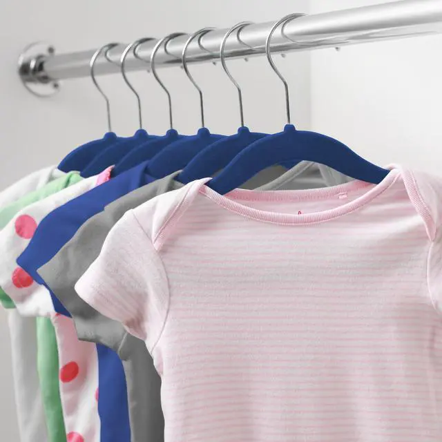 Alt view image 6 of 6 - Casafield 50 Velvet Baby Hangers - 11" Size for Infant & Toddler Clothes - Royal Blue