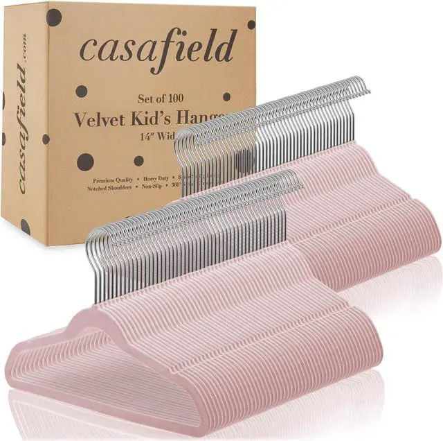 Alt view image 4 of 6 - Casafield 100 Velvet Kid's Hangers - 14" Size for Children's Clothes - Light Pink
