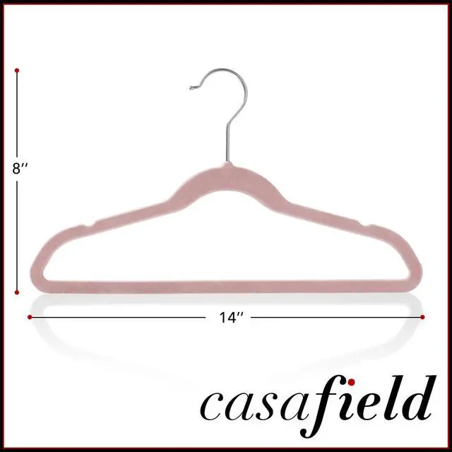 Alt view image 5 of 6 - Casafield 100 Velvet Kid's Hangers - 14" Size for Children's Clothes - Light Pink
