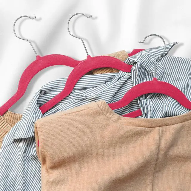 Alt view image 6 of 6 - Casafield 100 Velvet Kid's Hangers - 14" Size for Children's Clothes - Pink