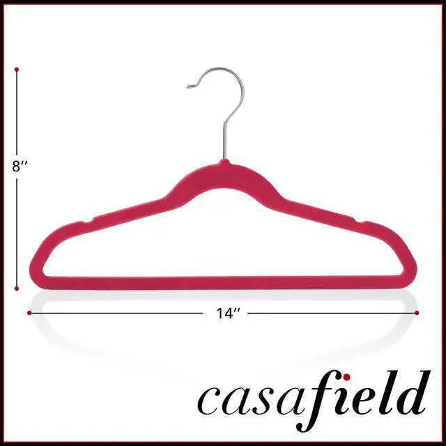 Alt view image 5 of 6 - Casafield 100 Velvet Kid's Hangers - 14" Size for Children's Clothes - Pink