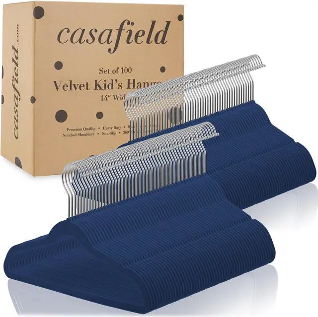 Alt view image 4 of 6 - Casafield 100 Velvet Kid's Hangers - 14" Size for Children's Clothes - Royal Blue