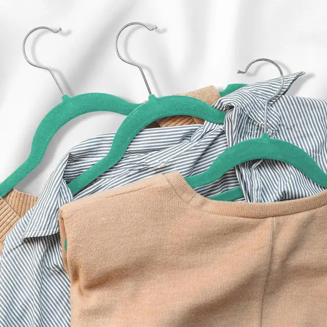 Alt view image 6 of 6 - Casafield 100 Velvet Kid's Hangers - 14" Size for Children's Clothes - Teal