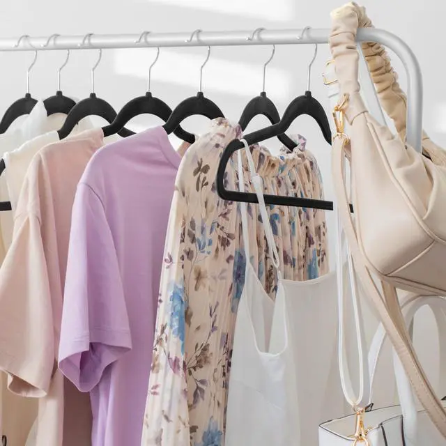 Alt view image 4 of 6 - Casafield 50 Black Velvet Suit Hangers - Space-Saving Non-Slip Clothes Hanger