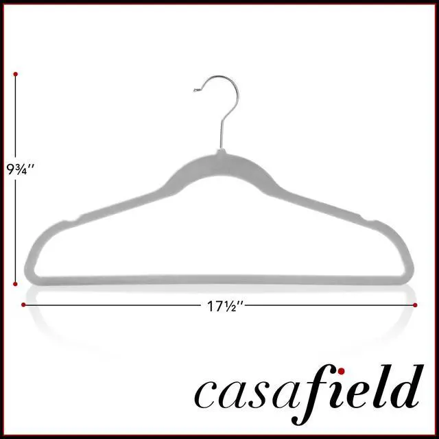 Alt view image 5 of 6 - Casafield 50 Gray Velvet Suit Hangers - Space-Saving Non-Slip Clothes Hanger