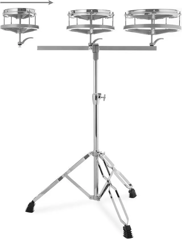 Alt view image 2 of 6 - Ashthorpe Roto Tom Drum Set with Stand - 6", 8", 10" Toms with Remo Heads