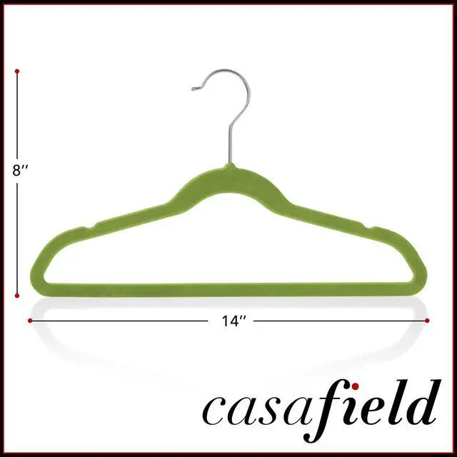Alt view image 5 of 6 - Casafield 100 Velvet Kid's Hangers - 14" Size for Children's Clothes - Lime Green