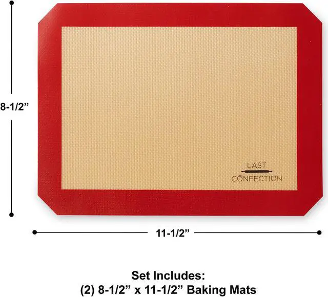 Alt view image 3 of 9 - Last Confection Silicone Baking Mat - Set of 2 Non-Stick Quarter Sheet (8-1/2" x 11-1/2") Professional Food Safe Tray Pan Liners