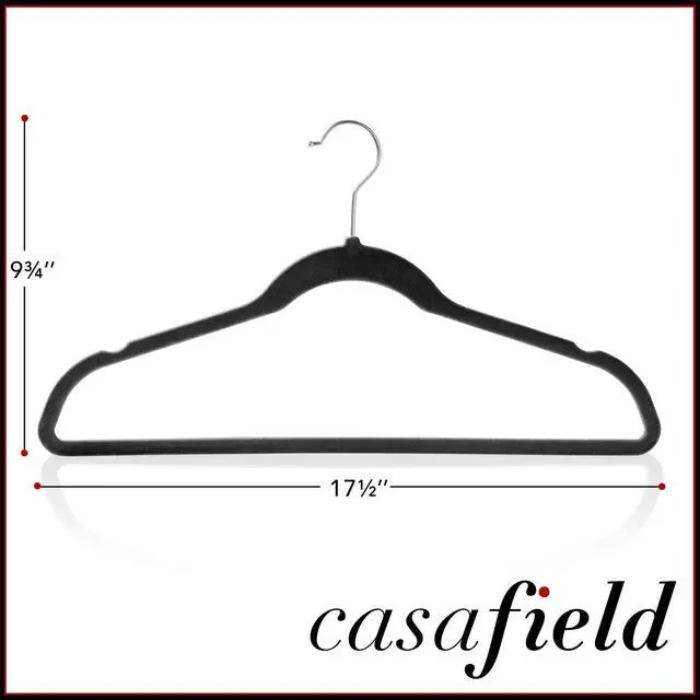 Alt view image 5 of 6 - Casafield 50 Black Velvet Suit Hangers - Space-Saving Non-Slip Clothes Hanger