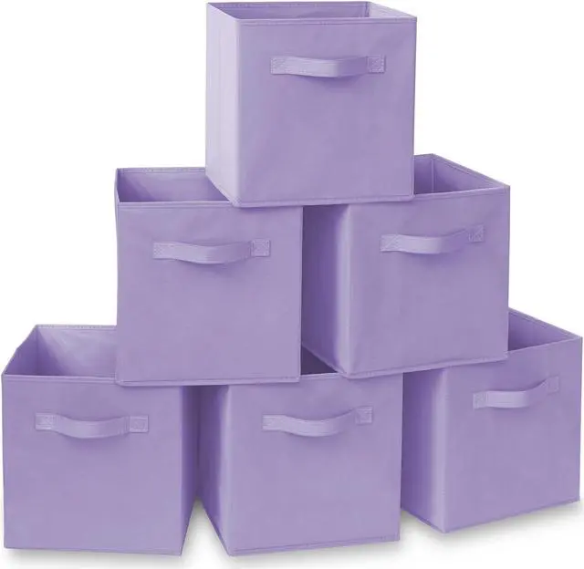 Main image of Casafield Set of 6 Collapsible Fabric Cube Storage Bins, Lavender - 11" Foldable Cloth Baskets for Shelves, Cubby Organizers & More