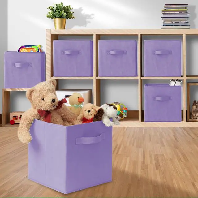 Alt view image 5 of 6 - Casafield Set of 6 Collapsible Fabric Cube Storage Bins, Lavender - 11" Foldable Cloth Baskets for Shelves, Cubby Organizers & More