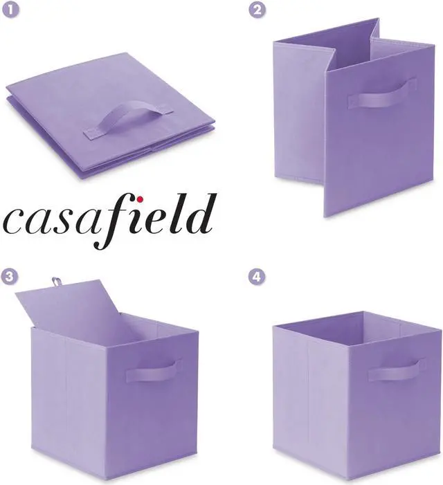 Alt view image 6 of 6 - Casafield Set of 6 Collapsible Fabric Cube Storage Bins, Lavender - 11" Foldable Cloth Baskets for Shelves, Cubby Organizers & More