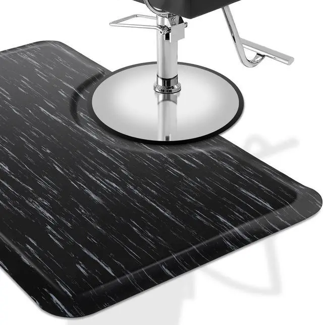 Alt view image 3 of 6 - Saloniture 3 ft. x 5 ft. Salon & Barber Shop Chair Anti-Fatigue Floor Mat - Marble Rectangle - 1/2 in. Thick