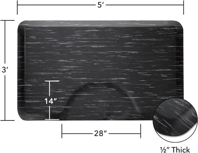 Alt view image 6 of 6 - Saloniture 3 ft. x 5 ft. Salon & Barber Shop Chair Anti-Fatigue Floor Mat - Marble Rectangle - 1/2 in. Thick