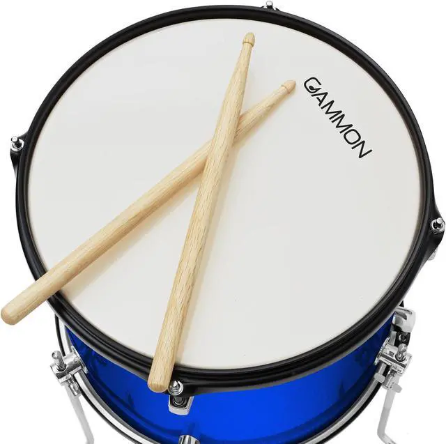 Alt view image 3 of 6 - Gammon Percussion 5-Piece Junior Starter Drum Kit with Cymbals, Hardware, Sticks, & Throne - Blue