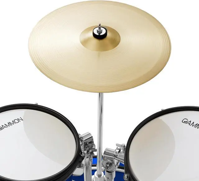 Alt view image 4 of 6 - Gammon Percussion 5-Piece Junior Starter Drum Kit with Cymbals, Hardware, Sticks, & Throne - Blue