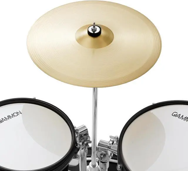 Alt view image 4 of 6 - Gammon Percussion 5-Piece Junior Starter Drum Kit with Cymbals, Hardware, Sticks, & Throne - Black