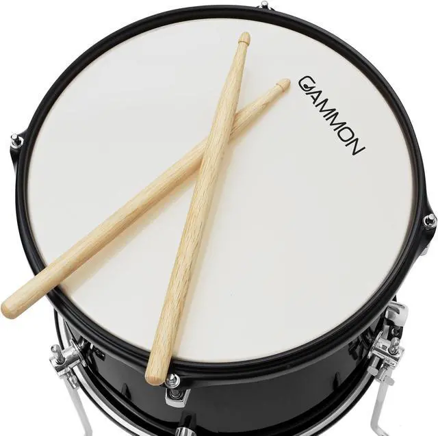 Alt view image 3 of 6 - Gammon Percussion 5-Piece Junior Starter Drum Kit with Cymbals, Hardware, Sticks, & Throne - Black