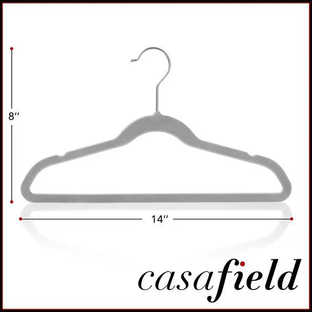 Alt view image 5 of 6 - Casafield 100 Velvet Kid's Hangers - 14" Size for Children's Clothes - Gray