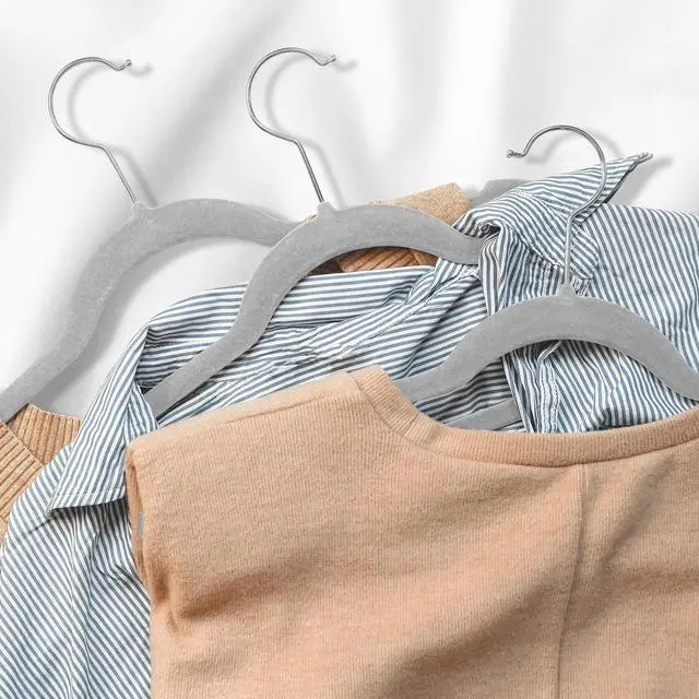 Alt view image 6 of 6 - Casafield 100 Velvet Kid's Hangers - 14" Size for Children's Clothes - Gray