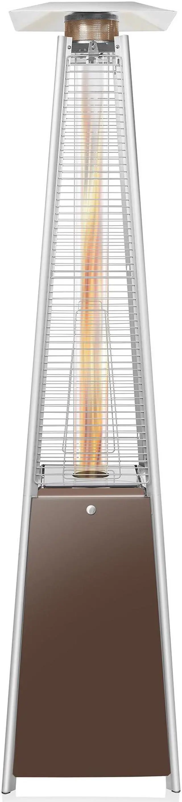 Main image of Casafield Outdoor Propane Patio Heater with Wheels, Mocha - Modern Dancing Flame, Commercial & Residential, Uses Standard 20lb LP Gas Tank