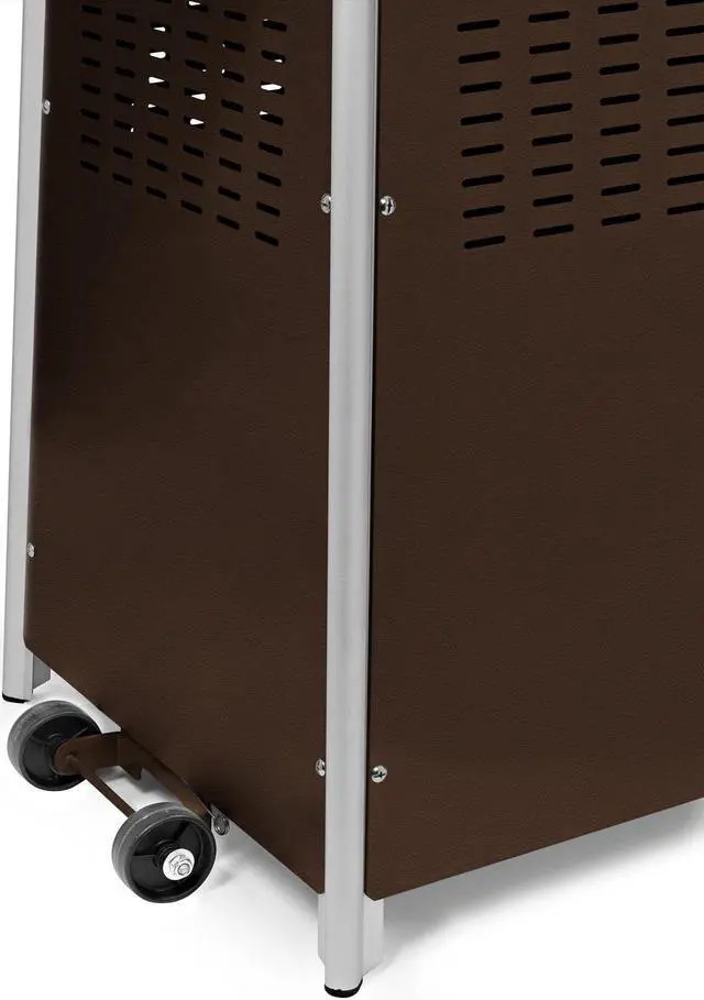 Alt view image 4 of 6 - Casafield Outdoor Propane Patio Heater with Wheels, Mocha - Modern Dancing Flame, Commercial & Residential, Uses Standard 20lb LP Gas Tank